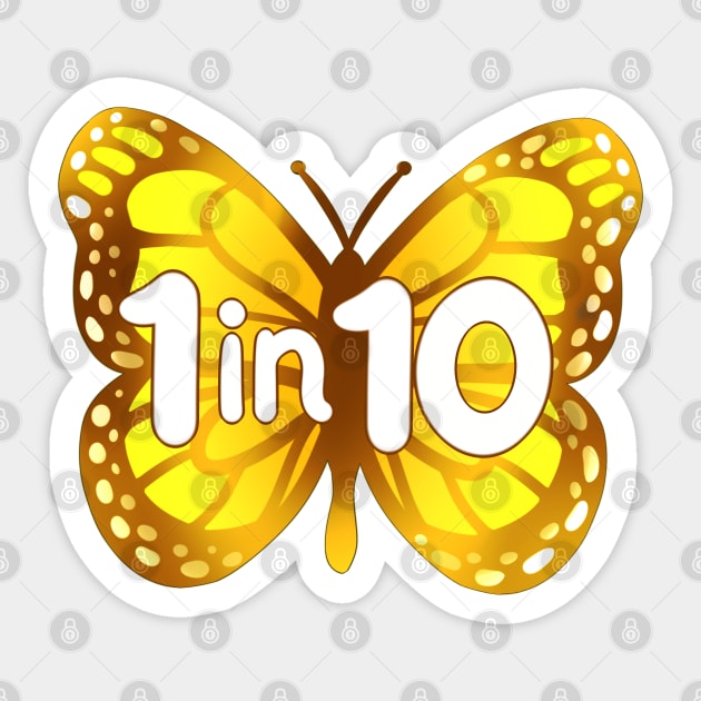 1 in 10 Endometriosis Butterfly Sticker by leashonlife